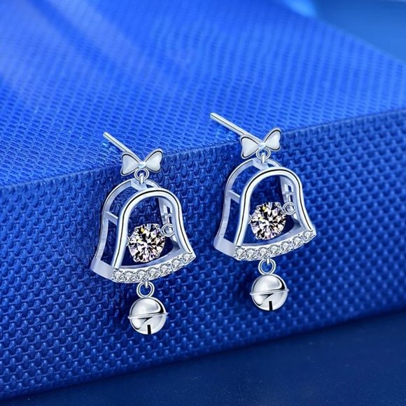 Certified 1ct. t.w. Diamond Bell Earrings 18k White Gold over Italian Silver - Picture 4 of 16